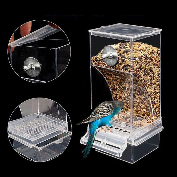 1 or 2x No Mess Bowl Auto Cage Bird Feeder Cup Automatic Parrot Canary Cockatiel