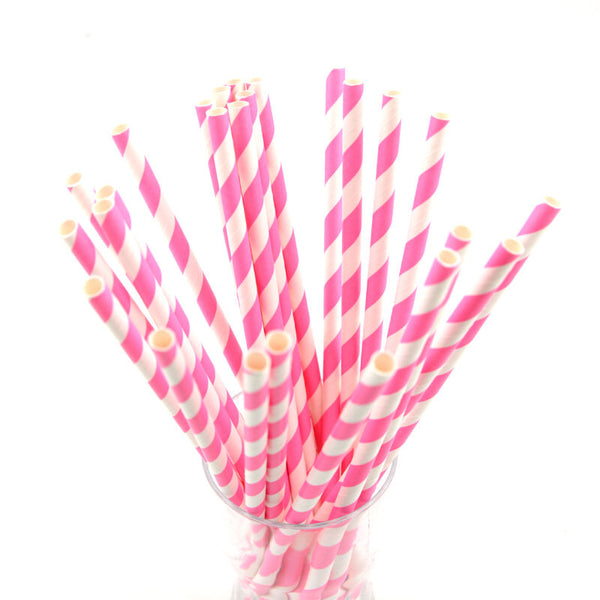 25X Colourful Paper Drinking Straws Straw FOIL Metallic Striped Party Wedding DI