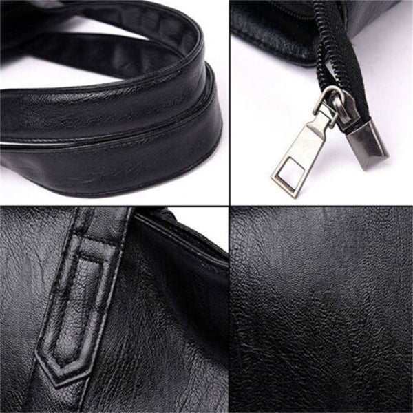 Women PU Leather Handbag Large Capacity Durable Shoulder Tote Bag W/ Side Pocket