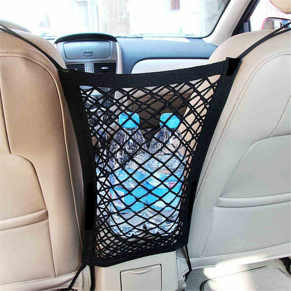 Universal Car Seat Elastic Mesh Net Trunk Cargo Luggage Storage Bag Holder Black