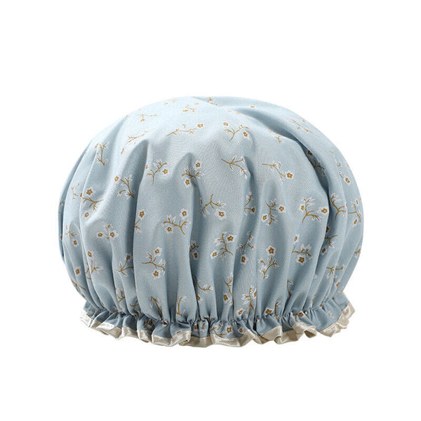 Double Layer Lux Shower Cap Bath Hat Hair Care Women Sleep Waterproof Reusable