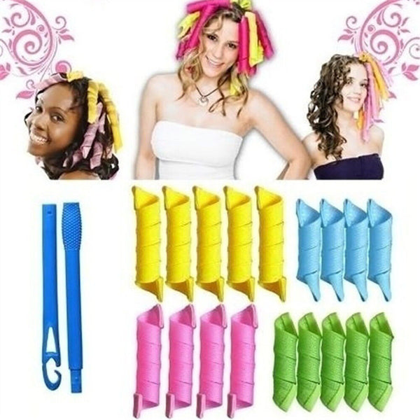 18pcs No Heat Leverage Curlers Formers Spiral Styling Rollers Magic Hair Curler