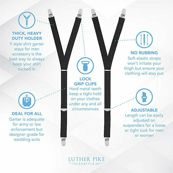 2PCS Men Shirt Stays Holder Garters Suspenders Military Uniform Non-slip Locking