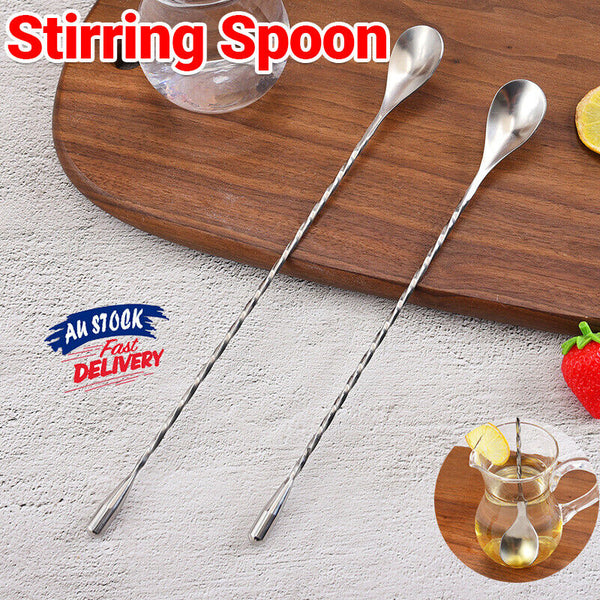 Stainless Steel Bar Wine Cocktail Mixing Twist Spoon Long Handle Drink Stirring