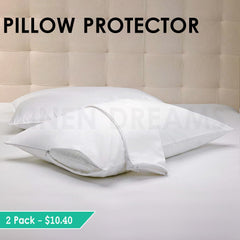 Natural Cotton Cover Pillow Protector Zip Closure Standard Case