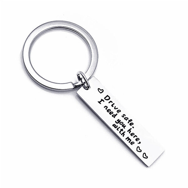 2Pcs Drive Safe I Need You Here With Me Couple Alloy Keyring Keychain Car Gift - Lets Party