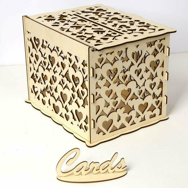Au Wishing Well Card Box Decorative Wood Carved Wedding Engagement Party Rustic