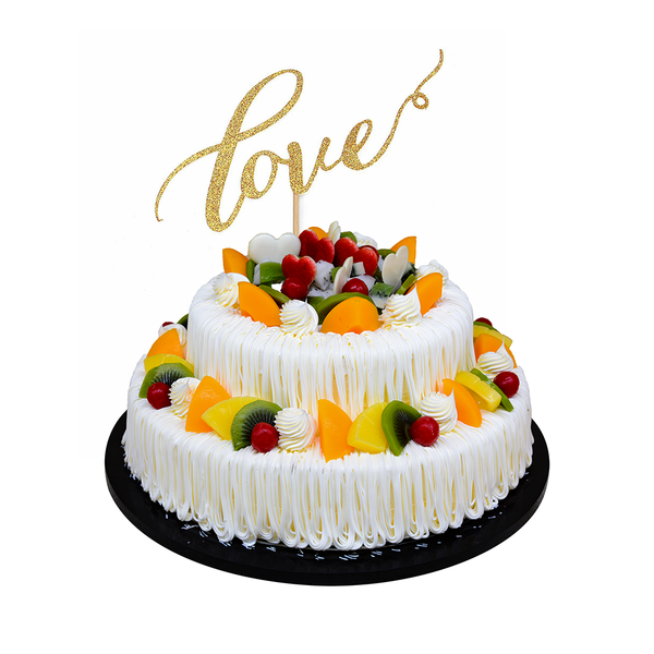 2pcs LOVE Cake Topper Sparkle Glitter Gold Wedding Decorating Engagement Party