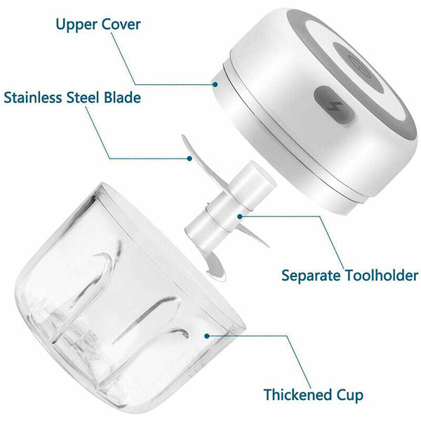 250ML White Electric Garlic Food Chopper Vegetable Chopper Grinder Blender Crusher - Lets Party