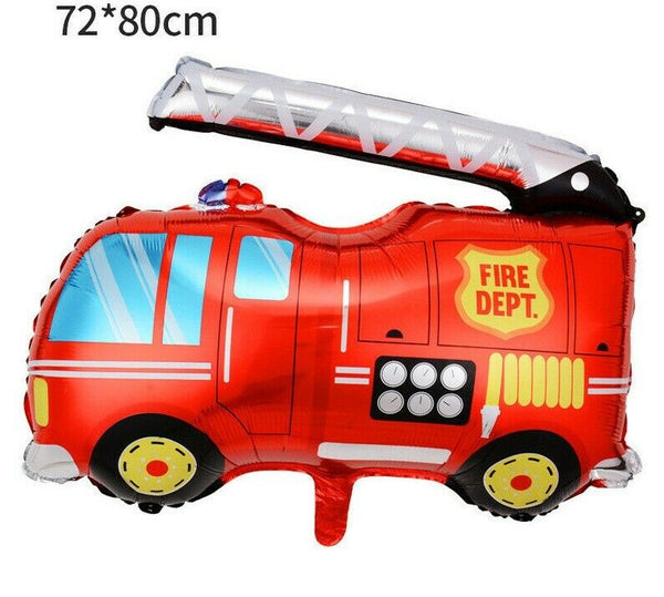 5PCS Fire Truck Foil Balloon Set Party Supplies Construction Decoration