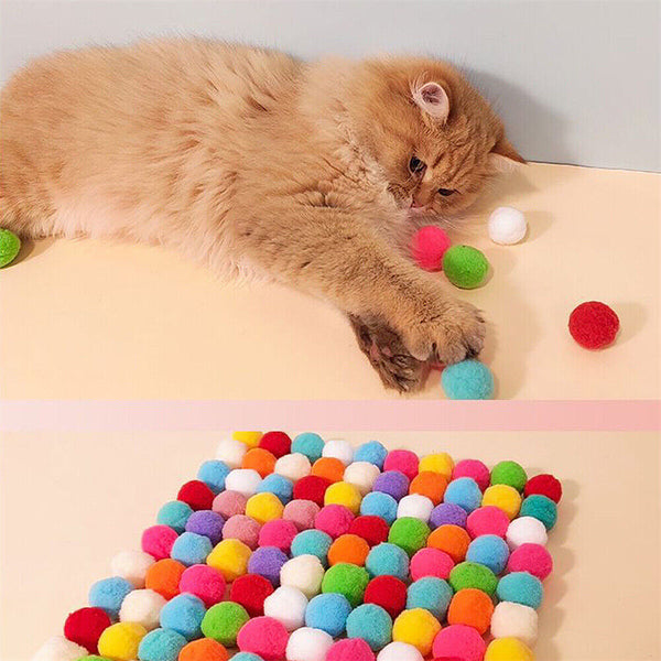 Cat Ball Gun Interactive Toy with 30pcs Colourful Stretch Plush Pom Pom Ball