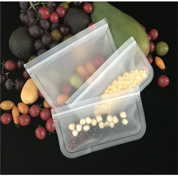 10-40PCS PEVA Silicone Food Storage Bags Reusable Zip Lock Pouch Fresh Sealer AU