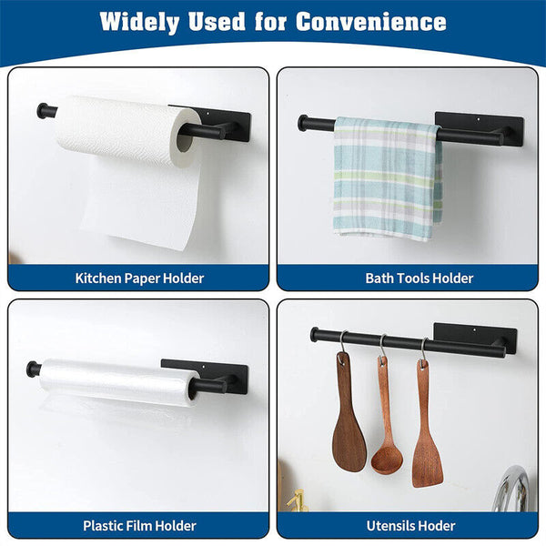 Matt Black Toilet Paper Roll Holder Hand Rack Hook Stainless Steel WALL MOUNTED