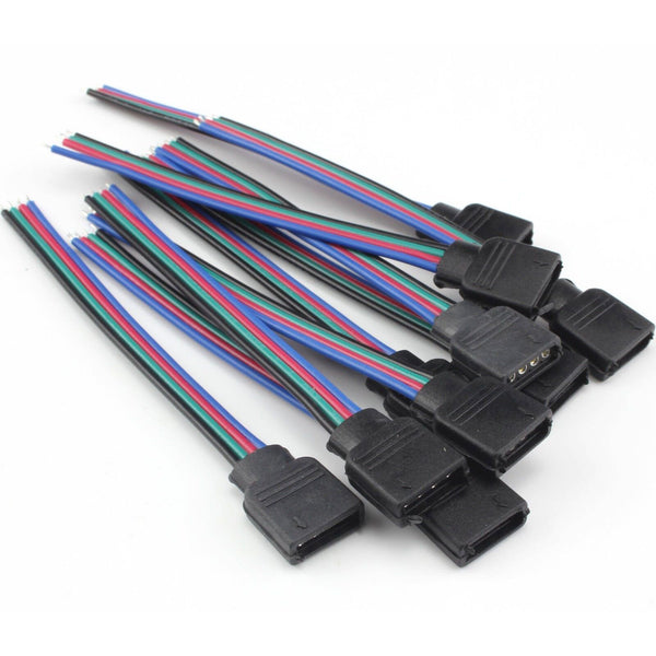 10Pcs 4Pin Connector Cable Cord Leads 10mm 3528 5050 RGB LED Strip Lights Male/F - Lets Party
