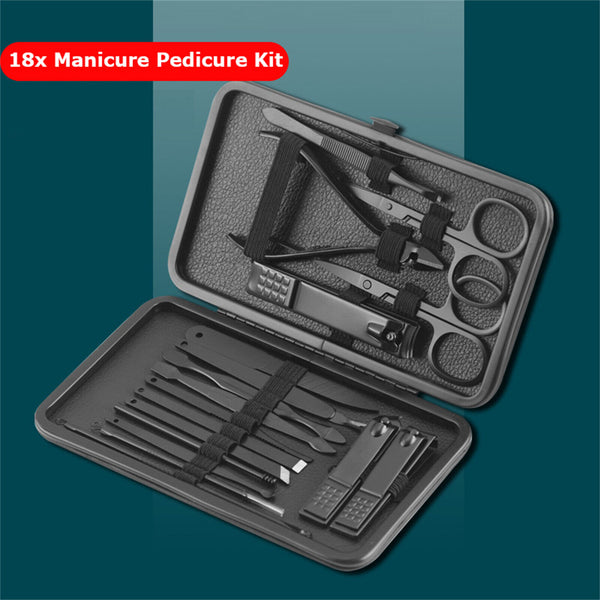 12/18PCS Manicure Pedicure Kit Set Stainless Steel Nail Grooming Clippers Tools