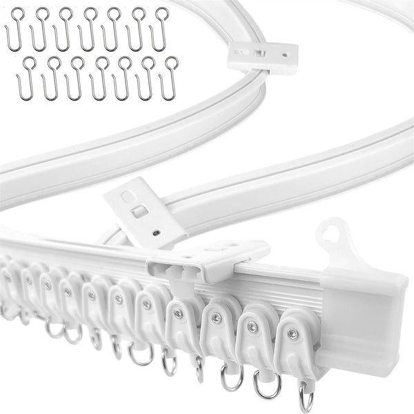 5M Curtain Rail Track Bay Window Bendable Mount Bracket Runners Straight U Shape