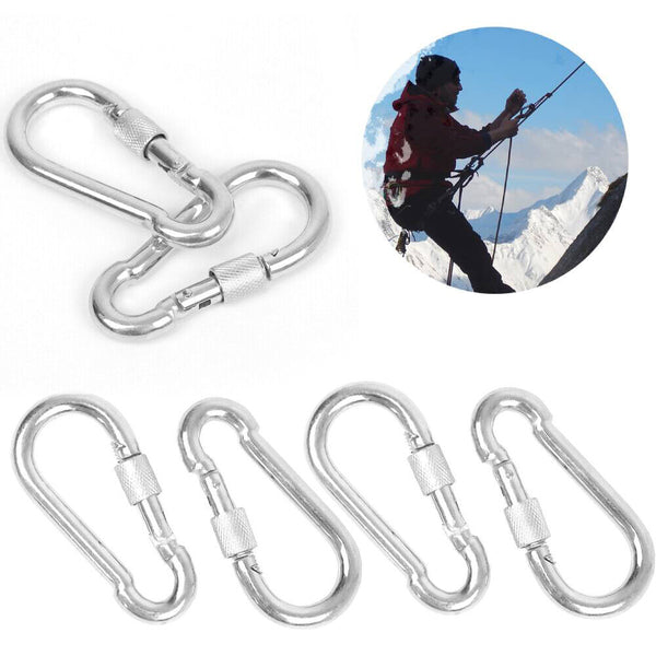 UP 10X 80mmx8mm Carabiner Snap Hook Clip Keyring Camping Climbing Lock Key Ring