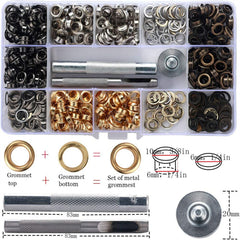 Eyelet Kit – 400pc 6mm Brass Grommet Punch & Washer Tool Set