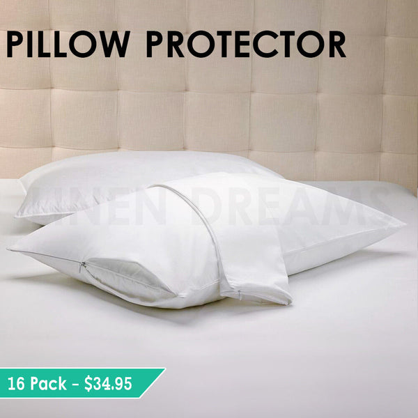 2x / 4x / 8x Natural Cotton Cover Pillow Protector Zip Closure Standard Case - Lets Party