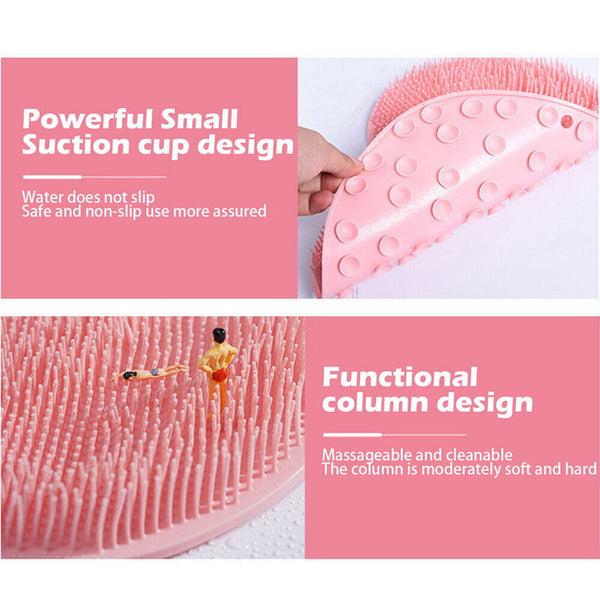 Pink Exfoliating Foot Back Scrubber Silicone Massager Pad Bath Shower Cleaning Mat - Lets Party