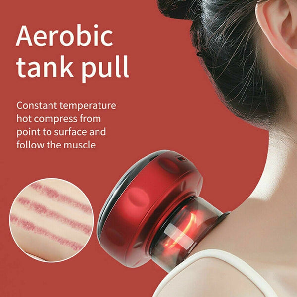 Black Electric Cupping Therapy Massager Portable Rechargeable 6 Level Adjustable - Lets Party