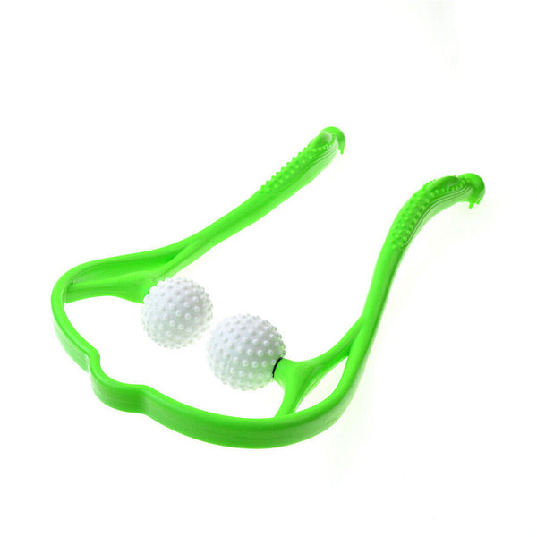 Green Hand Roller Neck Shoulder Dual Trigger Point Self Massager Pressure Relieve Ball - Lets Party