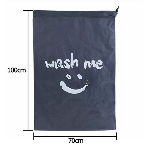 Grey Laundry Bag Travel For Dirty Clothes Camping Drawstring Closure Washing Machines - Lets Party