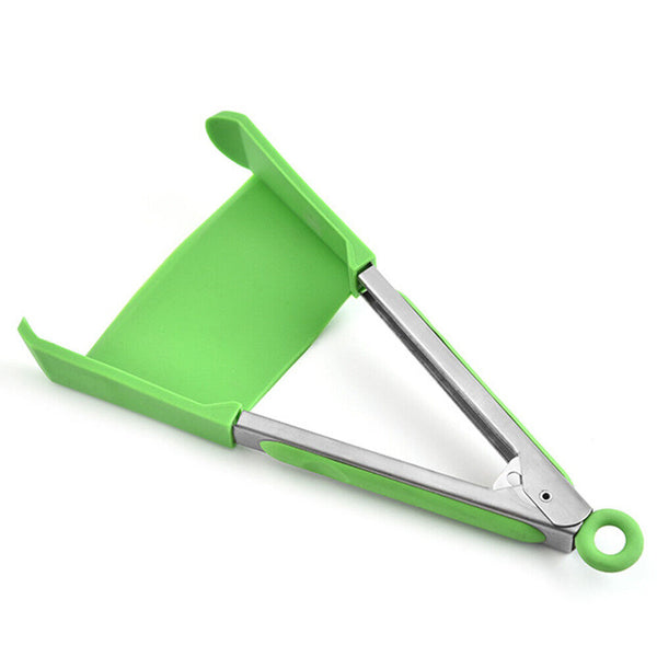 Green BBQ Silicone Cooking Tongs Heat Spatula Stainless Steel Resistant Frame Gadget - Lets Party