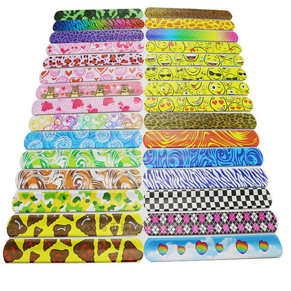 30PCS Mixed Wrist Snap Slap Bands Kids Party Favor Novelty Toys Play band NEW  - Lets Party