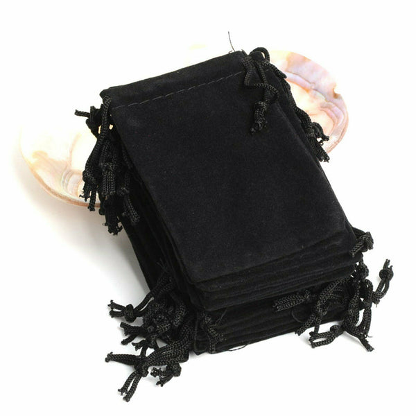 100PCS Velvet Drawstring Black Jewelry Storage Safety Case Gift Bags Pouches AU - Lets Party