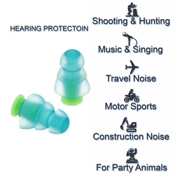 Pair Silicone Ear plugs 25db Earplugs Sleeping Shooting Reusable Noise Reduction - Lets Party