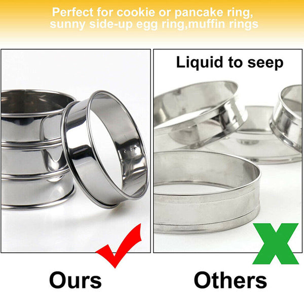 4/8PCS Stainless Steel English Muffin Rings Crumpet Double Rolled Cookie Tarts - Lets Party