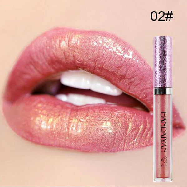 HANDAIYAN Metallic Metal Lipstick Liquid Glitter Long Lasting Lip Gloss Makeup