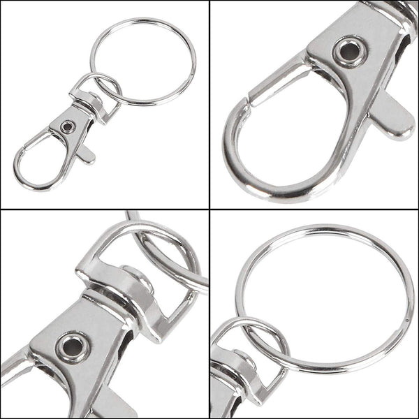 70X Swivel Lobster Clasp Clips Hook Alloy KeyRing Split Keychain Durable Diy AU