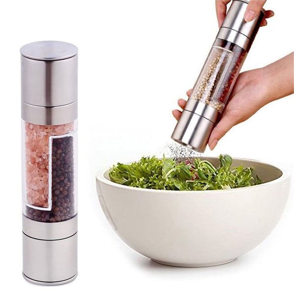 2x Salt and Pepper Grinders 2in1 Stainless Steel Ceramic Spice Mills Kitchen AU