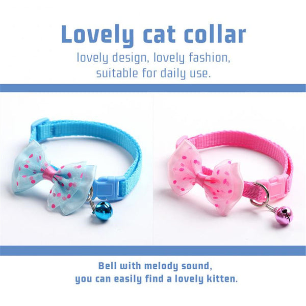 6X Bow Tie Cat Dog Kitten Collar with Breakaway Safety Release Buckle 19-32cm AU