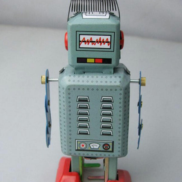 Walking Tin Robot Kids Toy  Gift Mechanical Metal Clockwork Wind Up Vintage