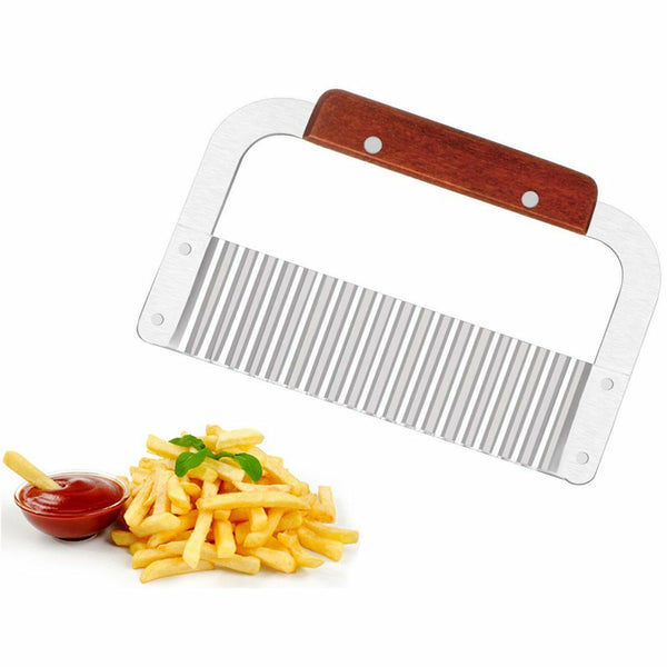 Potato Chip French Fry Slicer Tool Crinkle Wavy Cutter Stainless Steel Vegetable