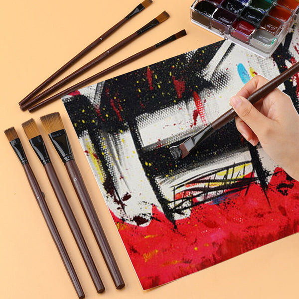 6/12X Art Painting Brushes Set Nylon Acrylic Oil Watercolor Artist Paint Brush