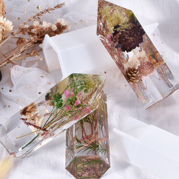 Epoxy Resin Silicone Mold DIY Crystal Flower Candle Making Mould Hexagonal Cone