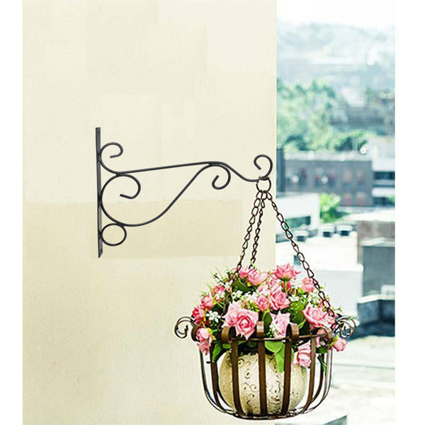 Plant Hanger Wall Hanging Bracket Iron Basket Rack Hook Garden Flower Pot Holder