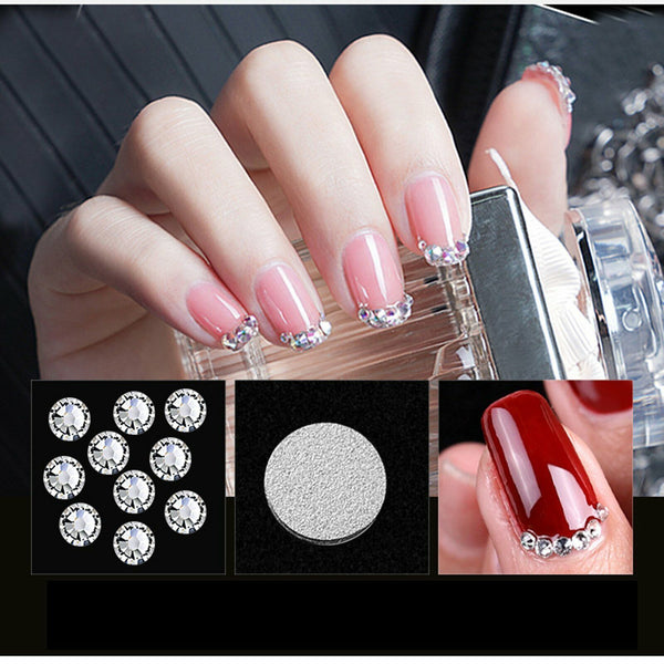 1400X Deluxe Flatback Rhinestones Box Clear Blue Violet Gold Nail Art Gems Decal