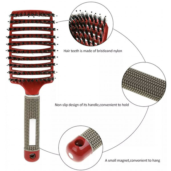 Detangle Nylon Boar Bristle Brush Hairbrush Smooth Hair Head Scalp Massage Comb