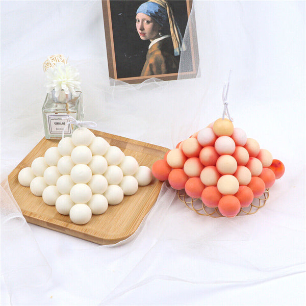 2PCS Soy Non-Stick Spherical Silicone Pyramid Candle Mold DIY Plaster Mould Craf