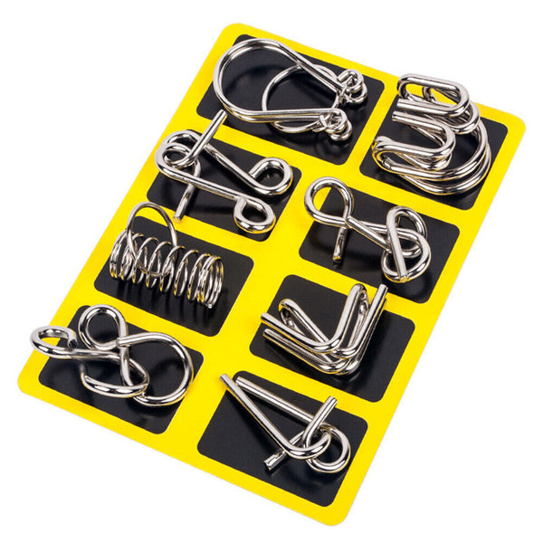 16pcs Classic IQ Metal Puzzle Brain Teaser Disentanglement Wire Puzzles Game Toy