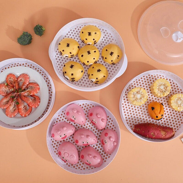 Microwave Steamer 2 TIER Double layer Cooking Meals Vegetables Kitchen Appliance