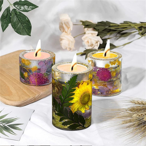 3PCS DIY Silicone Tea Light Candle Holder Mold Resin Making Epoxy Mould Casting