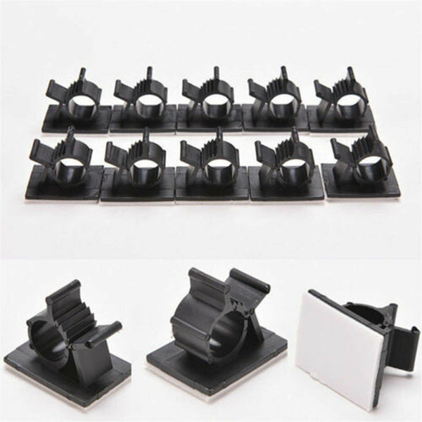 UP 50 PCS Adhesive Cord Management Cable Clip Black Wire Holder Organizer Clamp