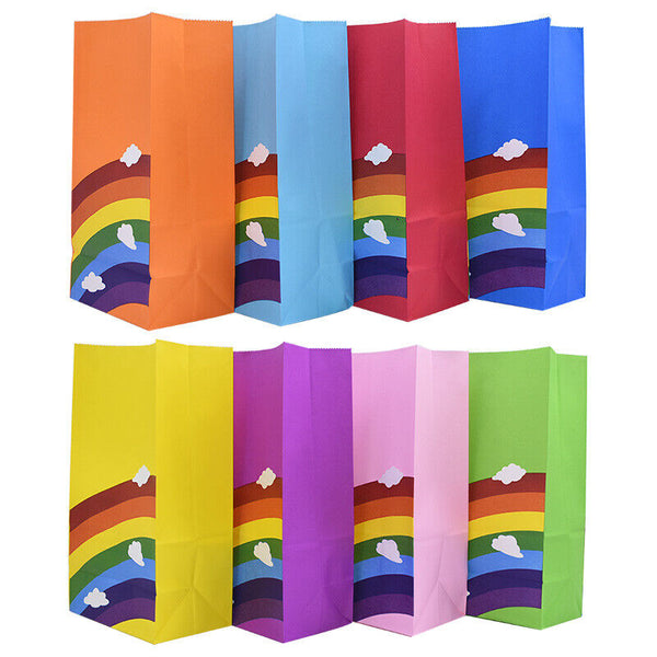 80PCS Kraft Paper Party Bag Seal Birthday Favor Kids  Rainbow Candy paper bags