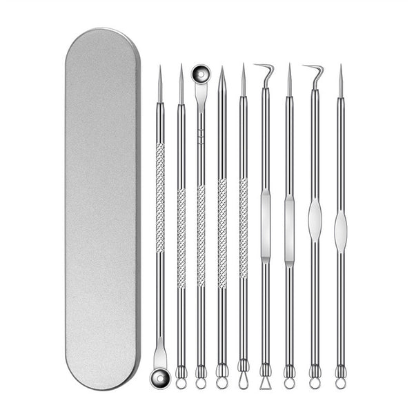 Blackhead Remover Tool Pimple Blemish Popper Comedone Acne Cleaner Kit Clip 9pcs